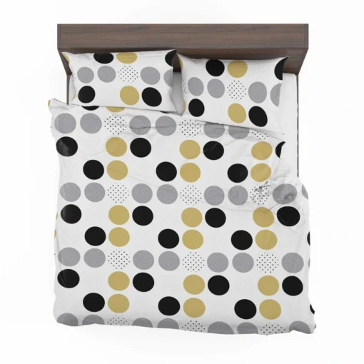 Multi Spots Gold Silver Black Polka Design Bedding Set 2