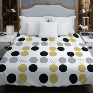 Multi Spots Gold Silver Black Polka Design Duvet Cover