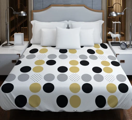 Multi Spots Gold Silver Black Polka Design Duvet Cover