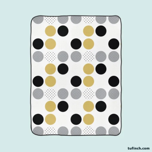 Multi Spots Gold Silver Black Polka Design Fleece Blanket 1