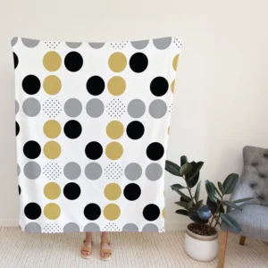 Multi Spots Gold Silver Black Polka Design Fleece Blanket