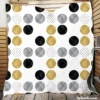 Multi Spots Gold Silver Black Polka Design Quilt Blanket