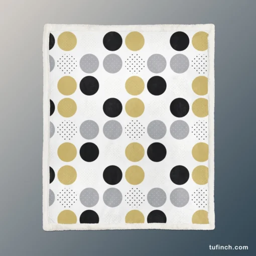 Multi Spots Gold Silver Black Polka Design Sherpa Fleece Blanket 1