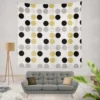 Multi Spots Gold Silver Black Polka Design Wall Tapestry