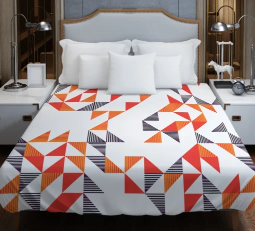 Multicolor Geometric Triangle Duvet Cover