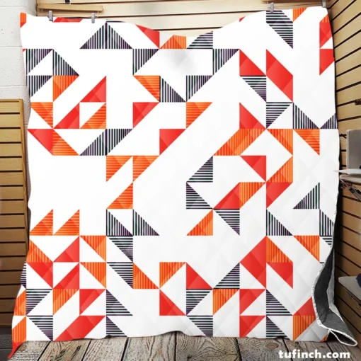 Multicolor Geometric Triangle Quilt Blanket