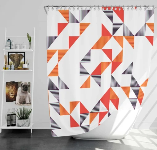 Multicolor Geometric Triangle Shower Curtain