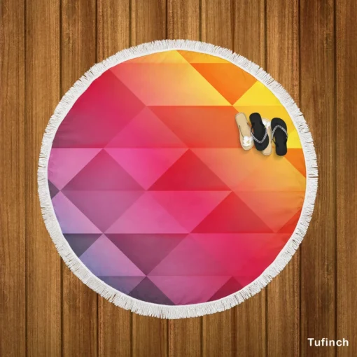 Multicolored Diamond Polygon Round Beach Towel