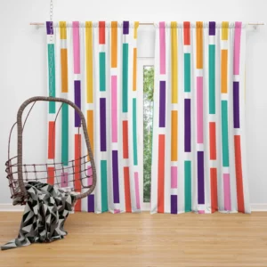 Multicolored Flat Stripes Pattern Curtain