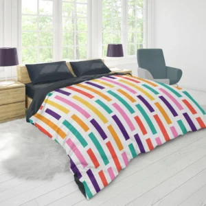 Multicolored Flat Stripes Pattern Duvet Cover 1