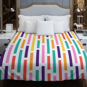 Multicolored Flat Stripes Pattern Duvet Cover