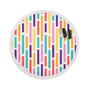 Multicolored Flat Stripes Pattern Round Beach Towel