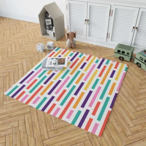 Multicolored Flat Stripes Pattern Rug 1