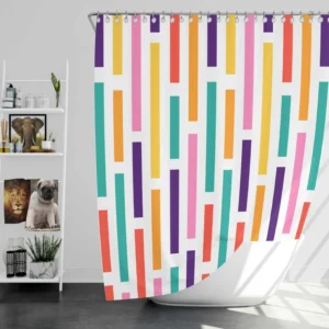 Multicolored Flat Stripes Pattern Shower Curtain