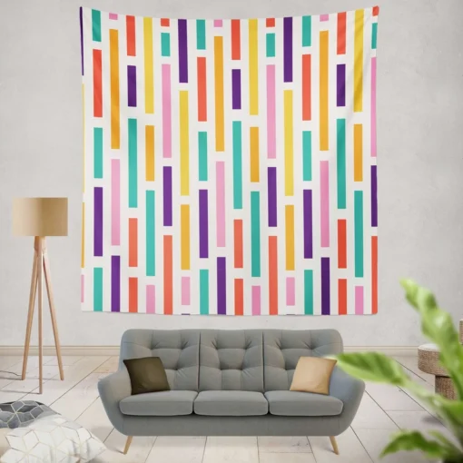 Multicolored Flat Stripes Pattern Wall Tapestry