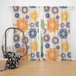 Multicolored Floral Design Curtain