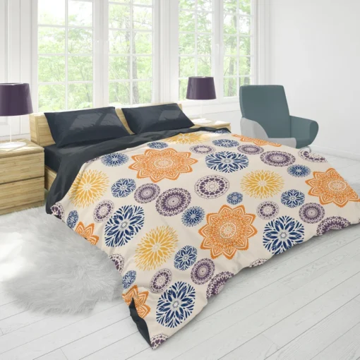 Multicolored Floral Design Duvet Cover 1