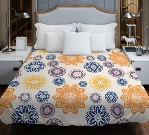 Multicolored Floral Design Duvet Cover