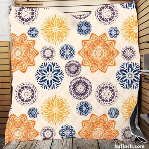 Multicolored Floral Design Quilt Blanket