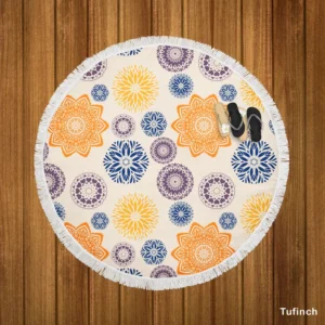 Multicolored Floral Design Round Beach Towel