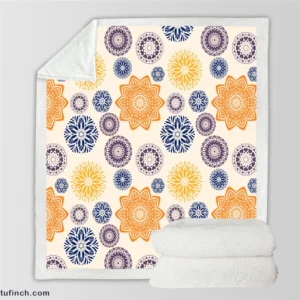 Multicolored Floral Design Sherpa Fleece Blanket