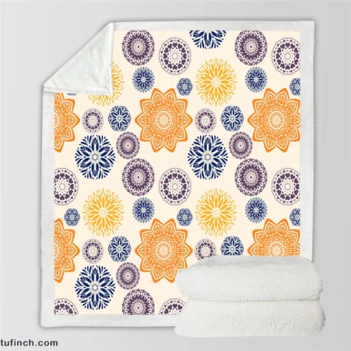 Multicolored Floral Design Sherpa Fleece Blanket