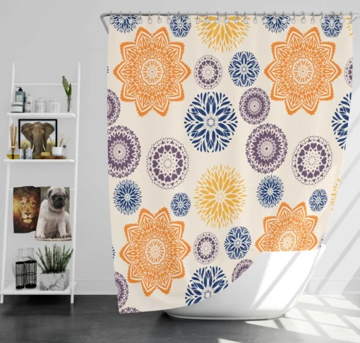 Multicolored Floral Design Shower Curtain