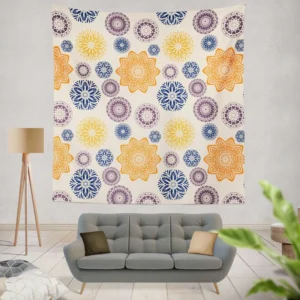 Multicolored Floral Design Wall Tapestry