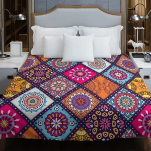 Multicolored Mandala Design Duvet Cover