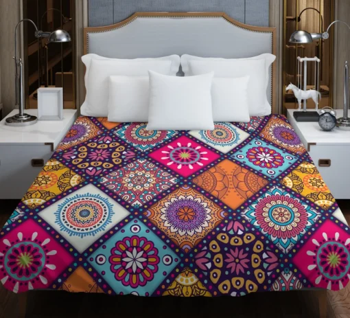 Multicolored Mandala Design Duvet Cover