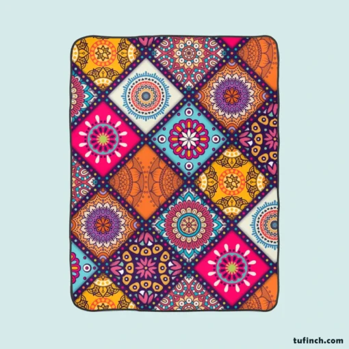 Multicolored Mandala Design Fleece Blanket 1