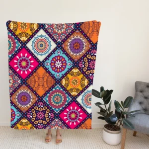 Multicolored Mandala Design Fleece Blanket