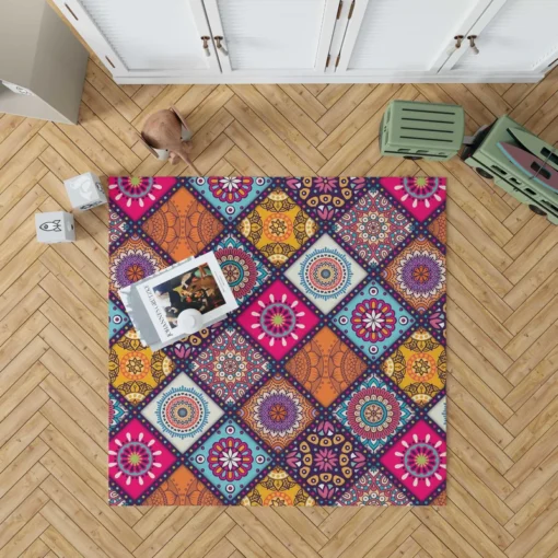 Multicolored Mandala Design Rug