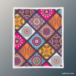 Multicolored Mandala Design Sherpa Fleece Blanket 1