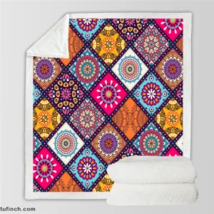 Multicolored Mandala Design Sherpa Fleece Blanket