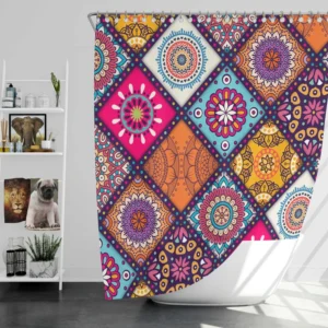 Multicolored Mandala Design Shower Curtain