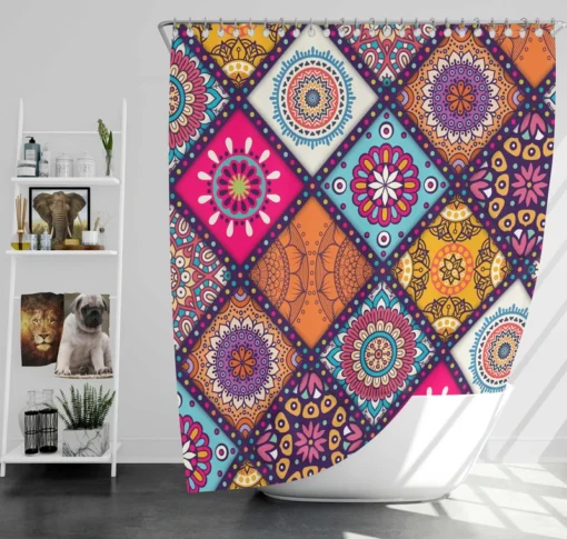 Multicolored Mandala Design Shower Curtain