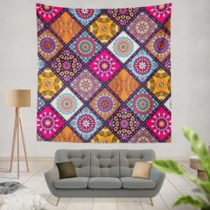 Multicolored Mandala Design Wall Tapestry