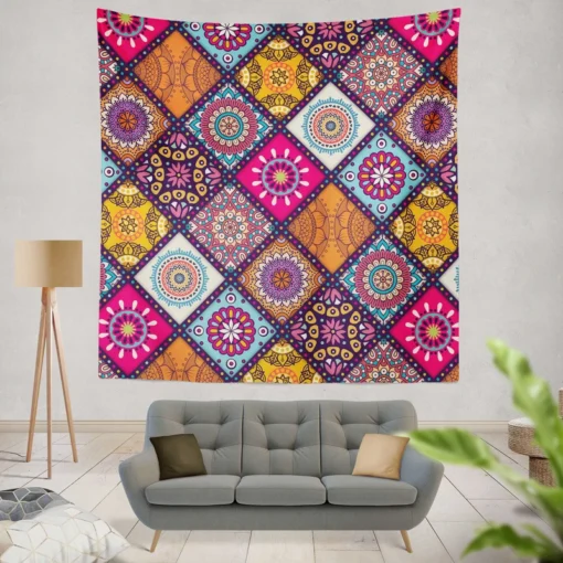 Multicolored Mandala Design Wall Tapestry