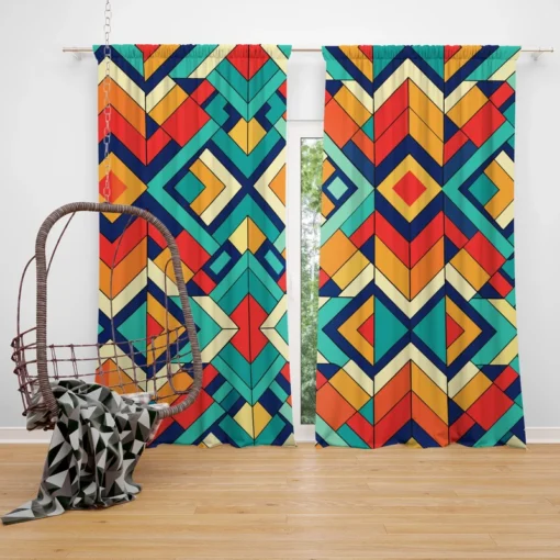 Multicolored Tribal Geometrics Curtain