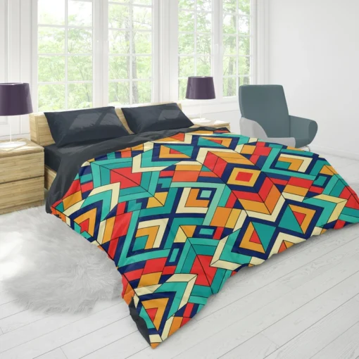 Multicolored Tribal Geometrics Duvet Cover 1