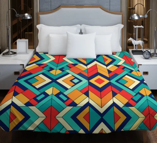 Multicolored Tribal Geometrics Duvet Cover