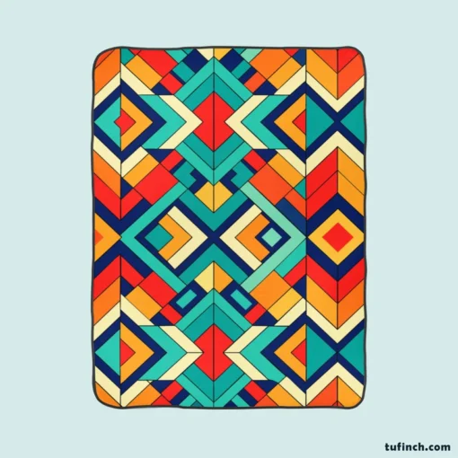 Multicolored Tribal Geometrics Fleece Blanket 1