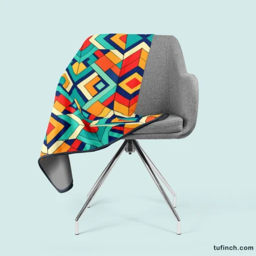 Multicolored Tribal Geometrics Fleece Blanket 2