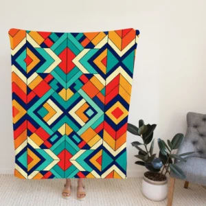 Multicolored Tribal Geometrics Fleece Blanket