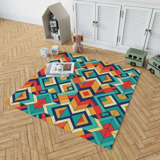 Multicolored Tribal Geometrics Rug 1