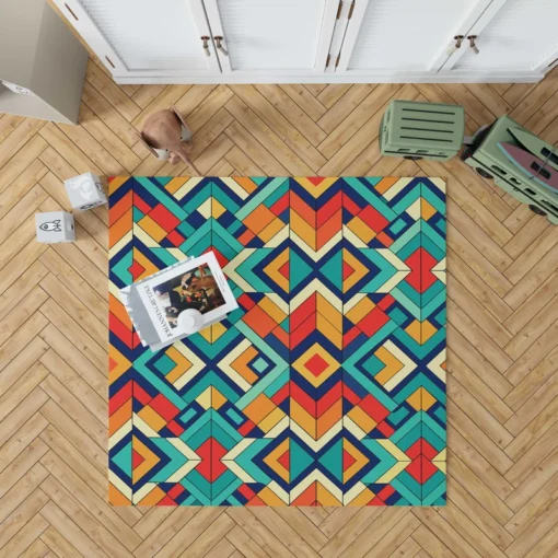 Multicolored Tribal Geometrics Rug