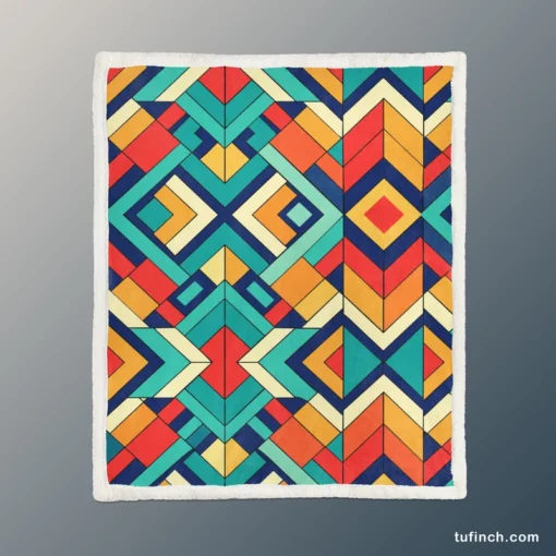 Multicolored Tribal Geometrics Sherpa Fleece Blanket 1