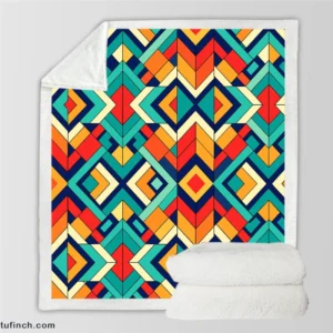 Multicolored Tribal Geometrics Sherpa Fleece Blanket