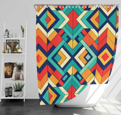 Multicolored Tribal Geometrics Shower Curtain